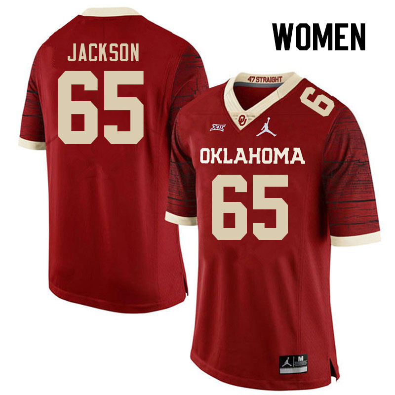 Women #65 Jayden Jackson Oklahoma Sooners College Football Jerseys Stitched-Retro